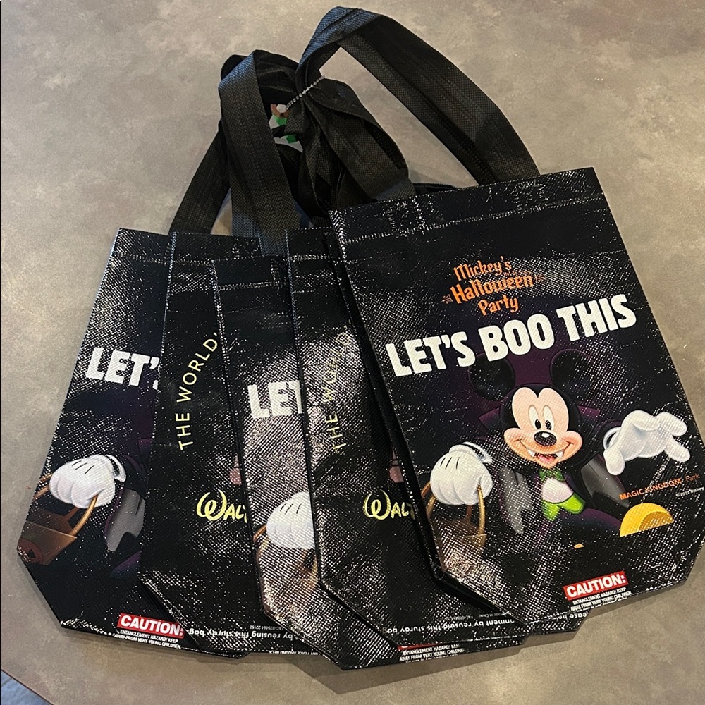 Disney Mickey's Halloween Party Tote Bags “Lets Boo This” Set/5 50 Celebration